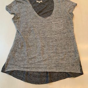 Madewell Gray Colorblock Time Off Linen T-shirt